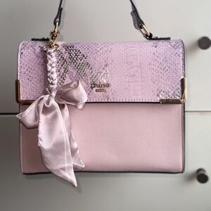 Dune London pink and faux snakeskin-print handbag